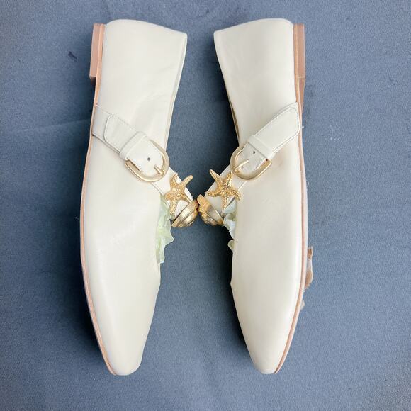 Reformation Bethany Embellished Leather Ballet Flats 9 - Picture 3 of 6